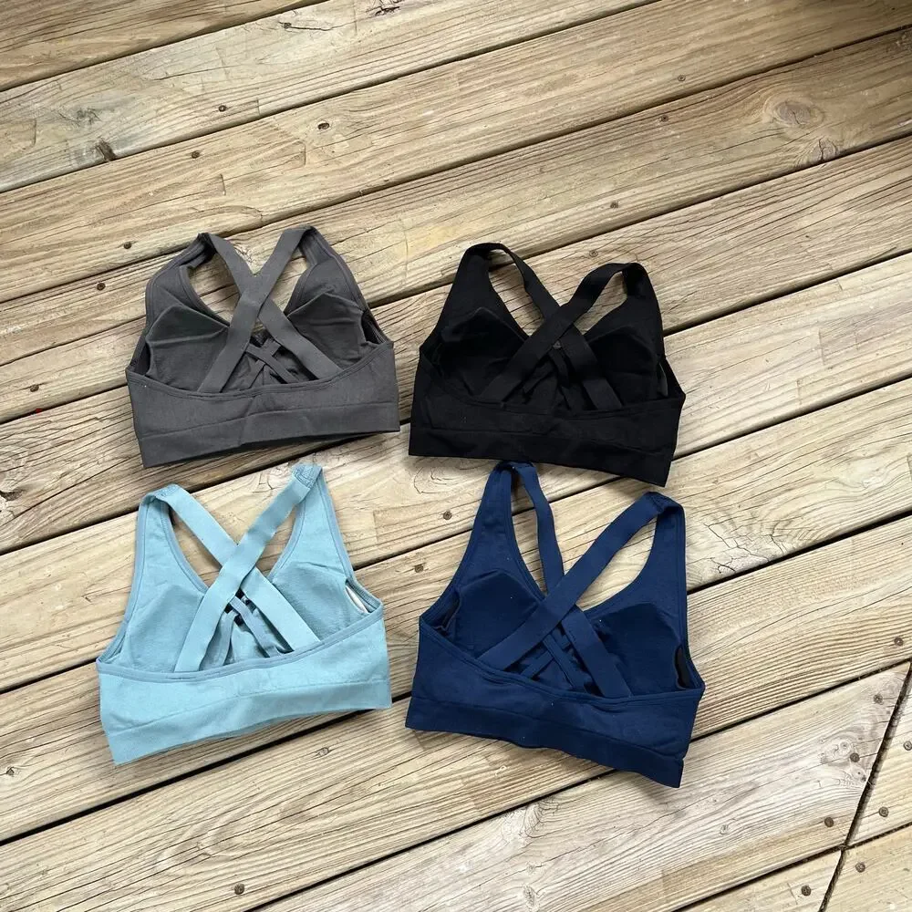 Women's Sports Bras 4 Pack Navy, Blue, Grey Black Size M. NWOT